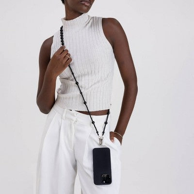 Hello Lux Phone Crossbody Strap - Mixed Black Beads