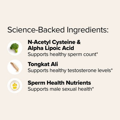 O Positiv PREGGO Sperm Health Support Capsules for Men to Support Sperm Count & Motility, Healthy Testosterone, & Healthy Conception - 60ct