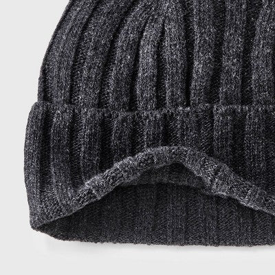 Pre-Consumer Recycled Beanie - Wild Fable Dark Gray: Knit Hat, Ribbed Cuff, Midweight Fabric