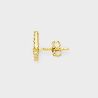 Rectangle and Square Butterfly Stud Earring Set 3pc - A New Day Gold: Brass, Sterling Silver, Cubic Zirconia