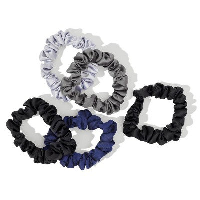 Kitsch-Mass Women's Satin Petite Scrunchies - Midnight - 5ct