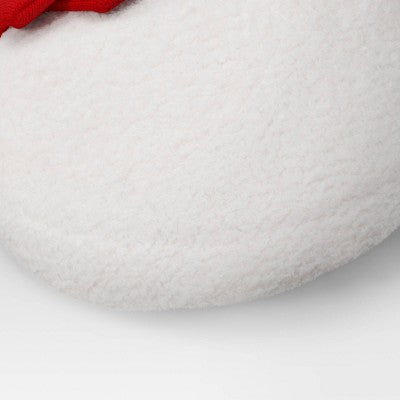 Christmas Shaped Snowman Faux Shearling Throw Pillow Ivory/Red - Wondershop
