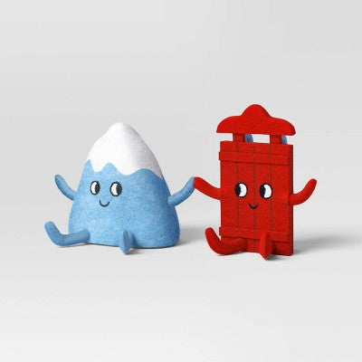 Christmas Felt Duo Figural Mountain and Sled - Wondershop