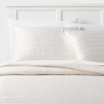 Standard Satin Quilt Sham Ivory - Room Essentials: OEKO-TEX Certified, Recycled Polyester, Machine Washable