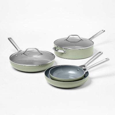 12pc Nonstick Ceramic Coated Aluminum Cookware Set Sage Green - Figmint (LOCAL PICKUP ONLY)