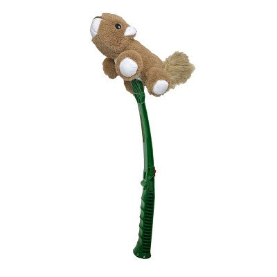 Flingerz Pet Furry Squirrel with Launcher Plush Dog Toy