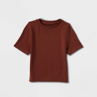 Women's Slim Fit Seamless T-Shirt - A New Day Brown SIZE XL