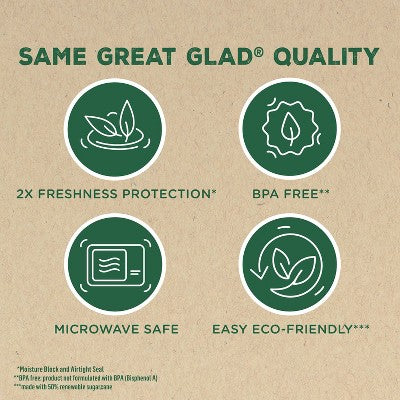 Glad Cling n Seal 50% Plant Based Food Wraps - 200 sq ft