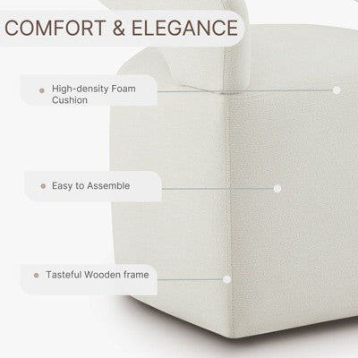 Spruce&Spring Modern Mobile Dining Chair with Casters & Open Back, Single , Ivory (LOCAL PICKUP ONLY)