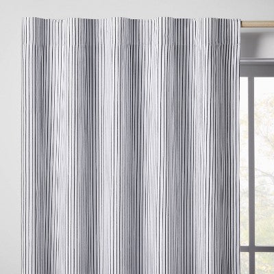 42"W x 84"L Irregular Mini Striped Kids' Blackout Window Curtain Panel Black - Pillowfort