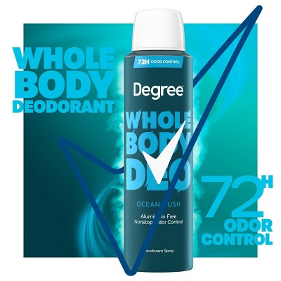 Degree 72H Odor Protection Whole Body Deodorant Spray for Men Ocean Rush - Aluminum-Free 4oz