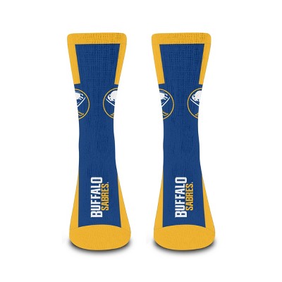 NHL Buffalo Sabres Rise Up Crew Socks - Large: Cushioned Heel & Toe, Knit Fabric