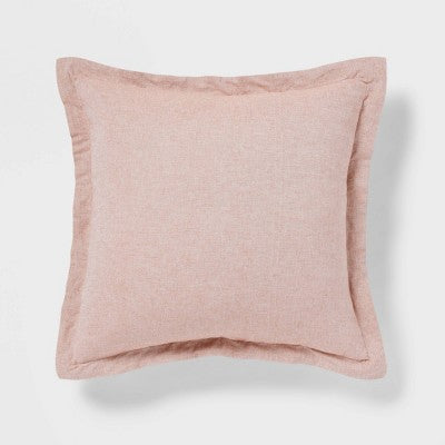 Euro Cotton Linen Blend Chambray Decorative Throw Pillow Terracotta - Threshold: Indoor Square Pillow, Zipper Closure, OEKO-TEX Certified (LOCAL PICKUP ONLY)