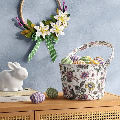 Linen Quilted Basket Multi Floral Printing - Threshold