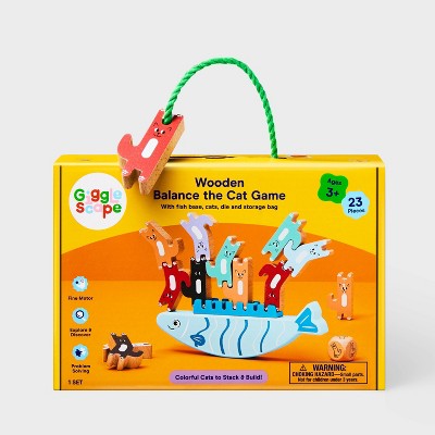 Wooden Balance the Cat Game - 23pc - Gigglescape: Building Sets, Educational Focus, Fine Motor Skills, Wooden Toys