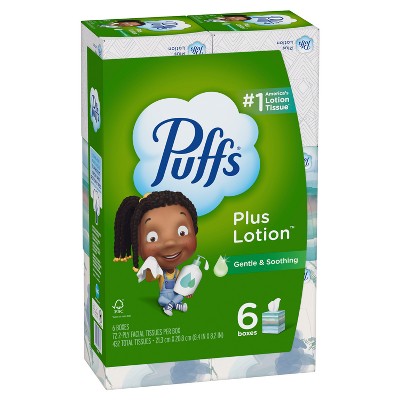 Puffs Plus Lotion Facial Tissue - Exclusive Designs - 6pk/72ct