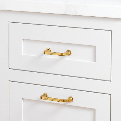 3.75" Classic Etched Drawer Pulls Brass Plated (Set of 2) - Hearth & Hand with Magnolia