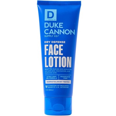 Duke Cannon Dry Defense Face Lotion - Hydrating Gel-Cream Moisturizer for Men - 3 fl. oz