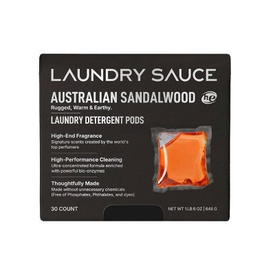 Laundry Sauce Australian Sandalwood Laundry Detergent Pods - 30ct: Paraben-Free, Dye-Free, Box Container