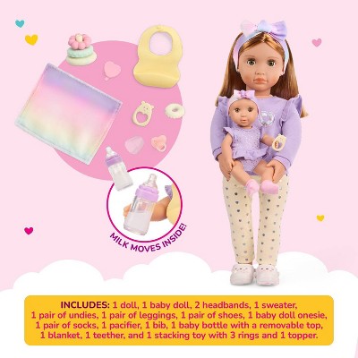Our Generation Tory & Riley 18" Babysitter Doll & Baby Doll Sister with Accessories Playset: Plastic & Polyester Doll Set
