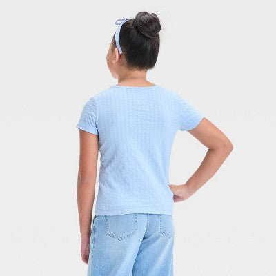 Girls' Short Sleeve Pointelle T-Shirt S