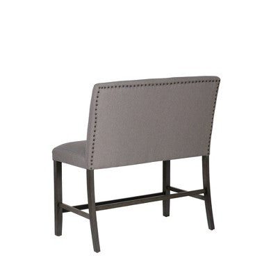 Powell Barnes Upholstered Counter Bench Black/Gray (LOCAL PICKUP ONLY)