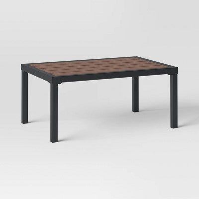 Bryant 2pc Faux Wood Patio Loveseat & Coffee Table - Gray/Natural - Threshold: Steel Frame, Weather-Resistant (LOCAL PICKUP ONLY)