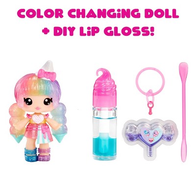 Yummiland Lip Gloss Doll: Mystery Color Change - Stephie Snowcone Includes DIY Lip Gloss + Removable Keychain