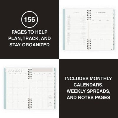 Altitude Supplies 5"x8" Weekly and Monthly Planner, July 2025 to June 2026, Seafoam Blue Arch