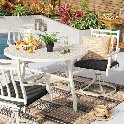 18"x20" Solid Woven Outdoor Chair Seat Cushion Black - Threshold