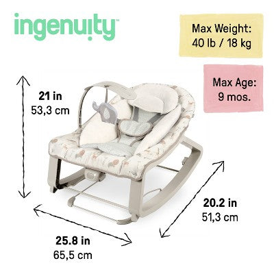 Ingenuity Keep Cozy 3-in-1 Grow with Me Baby Bouncer, Rocker & Toddler Seat - Safi (LOCAL PICKUP ONLY)