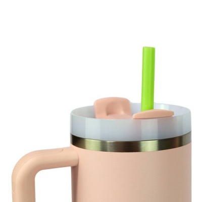CharCharms 6pk 40oz Solid Water Bottle Straws: Reusable Polypropylene Replacement for Hot & Cold Beverages, Dishwasher-Safe