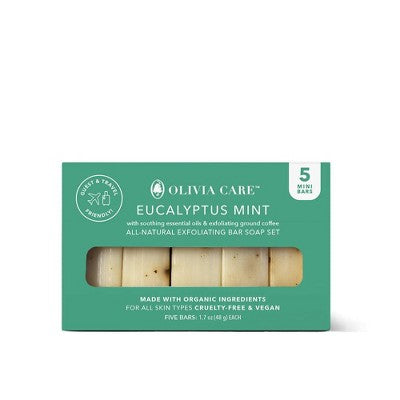 Olivia Care Travel Eucalyptus Mint Exfoliating Bar Soaps - 1.7oz/5ct