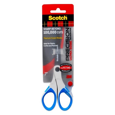 Scotch 7" Precision Ultra Edge Scissors Titanium-Fused (Color May Vary): School & Office, 7 Inch, Multicolor