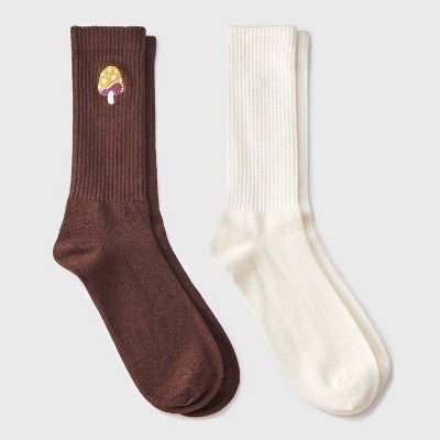 Men's Hybrid Dress Socks 2pk - Goodfellow & Co Cream/Brown 6-12