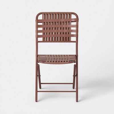 Open Weave Folding Chair Brown - Threshold (LOCAL PICKUP ONLY)