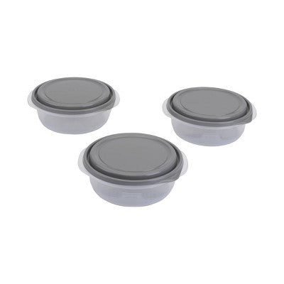 GoodCook EveryWare Round Bowls Food Storage Containers - 5 Cups - 6pcs/3ct - Gray