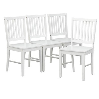 Buylateral Set of 4 Solid Wood Slat Back Dining Chairs White: Rubberwood, Mid-Century Modern, Armless (LOCAL PICKUP ONLY)