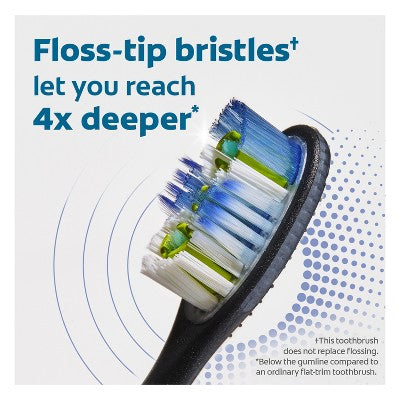 Colgate 360 Floss Tip Toothbrush with Metal Handle and 2 Replaceable Brush Heads - Trial Size - Blue