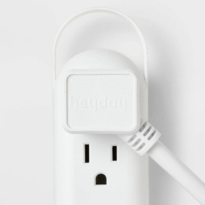 6' 3-Outlet Indoor Extension Cord White - heyday: Flat Plug, Small, 16 AWG, 6ft, 13A, White