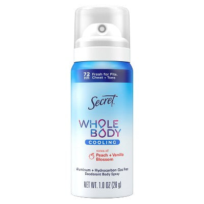 Secret Whole Body Aluminum Free Deodorant Spray - Trial Size - Peach & Vanilla - 1oz