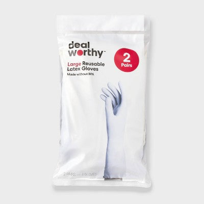 Reusable Latex Gloves - Large - 2ct - Dealworthy: Multipurpose, Multi-Surface
