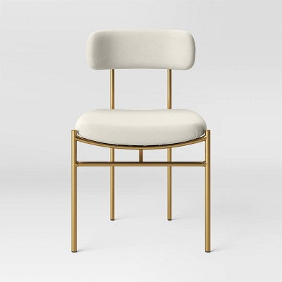 Orion Luxe Dining Chair with Brass Legs Gray Velvet - Threshold (LOCAL PICKUP ONLY)