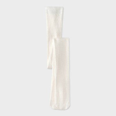 Girls' Pointelle Cotton Tights - Cat & Jack Cream M