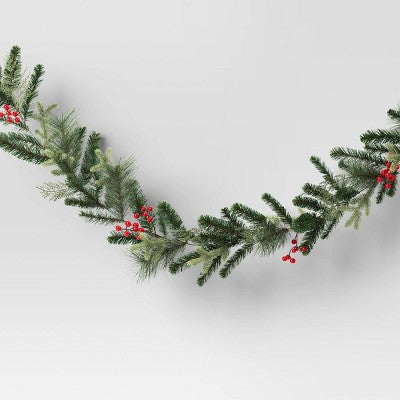 6' Mixed Greenery with Berries Christmas Artificial Garland - Wondershop (LOCAL PICKUP ONLY)