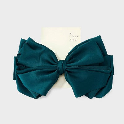 Satin Bow Hair Barrette - A New Day Teal Blue