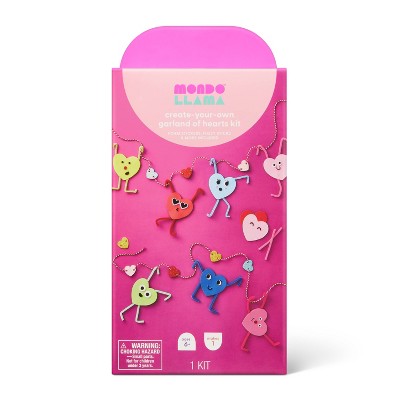 Valentine's Craft Foam Hearts Garland Activity Kit - Mondo Llama