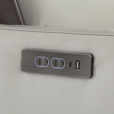 Spruce & Spring Cream Beige Leather Power Recliner Swivel Glider Rocker with Power Headrest (LOCAL PICKUP ONLY)