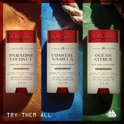 Old Spice Men's Aluminum-Free All Day Freshness Windborn Collection Deodorant - Coastal Vanilla - 3oz