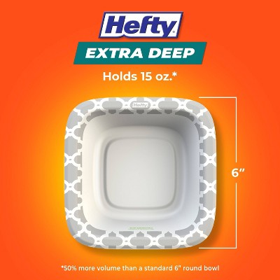 Hefty Extra Deep Disposable Bowls 6" - 35ct: Square, Abstract Pattern, 15 Volume